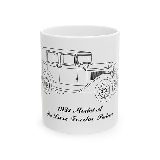 1931 De Luxe Fordor Sedan White Mug