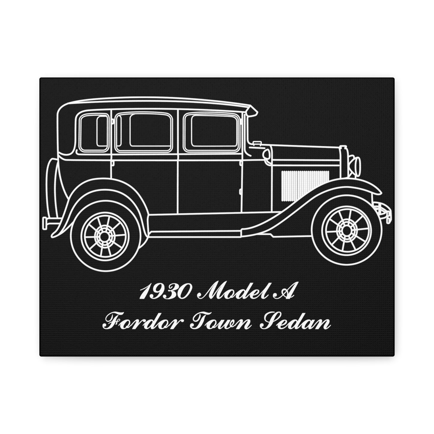 1930 Fordor Town Sedan Black Canvas Wall Art