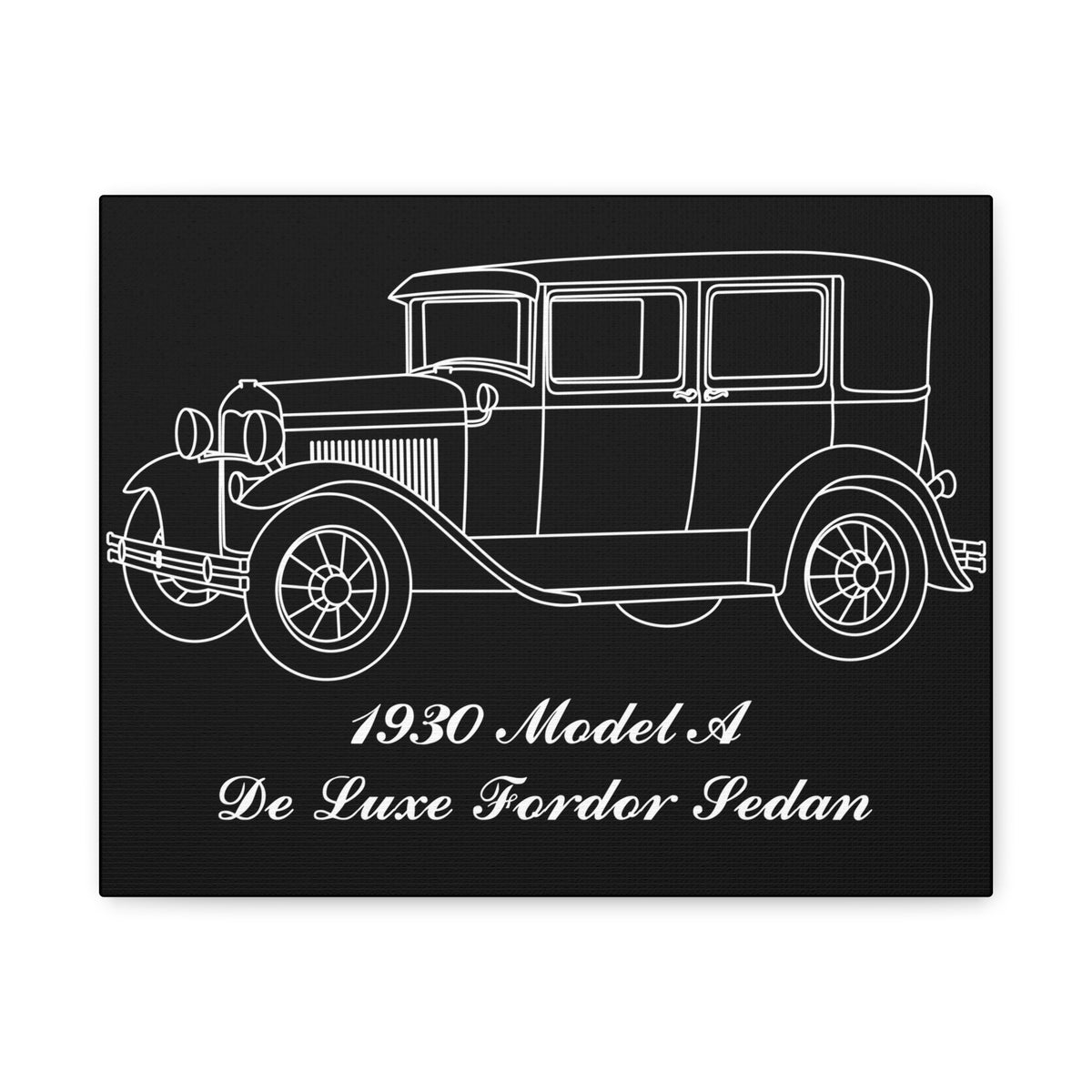 1930 De Luxe Fordor Sedan Black Canvas Wall Art