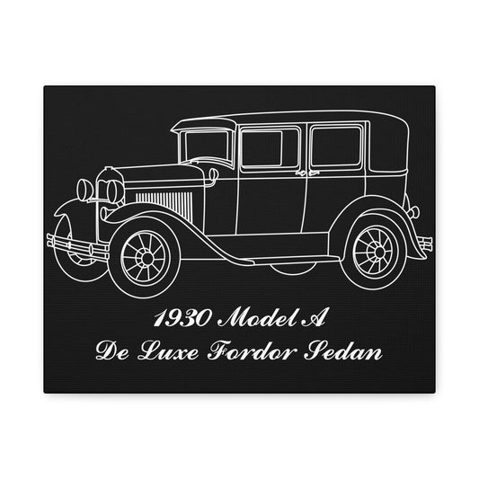 1930 De Luxe Fordor Sedan Black Canvas Wall Art