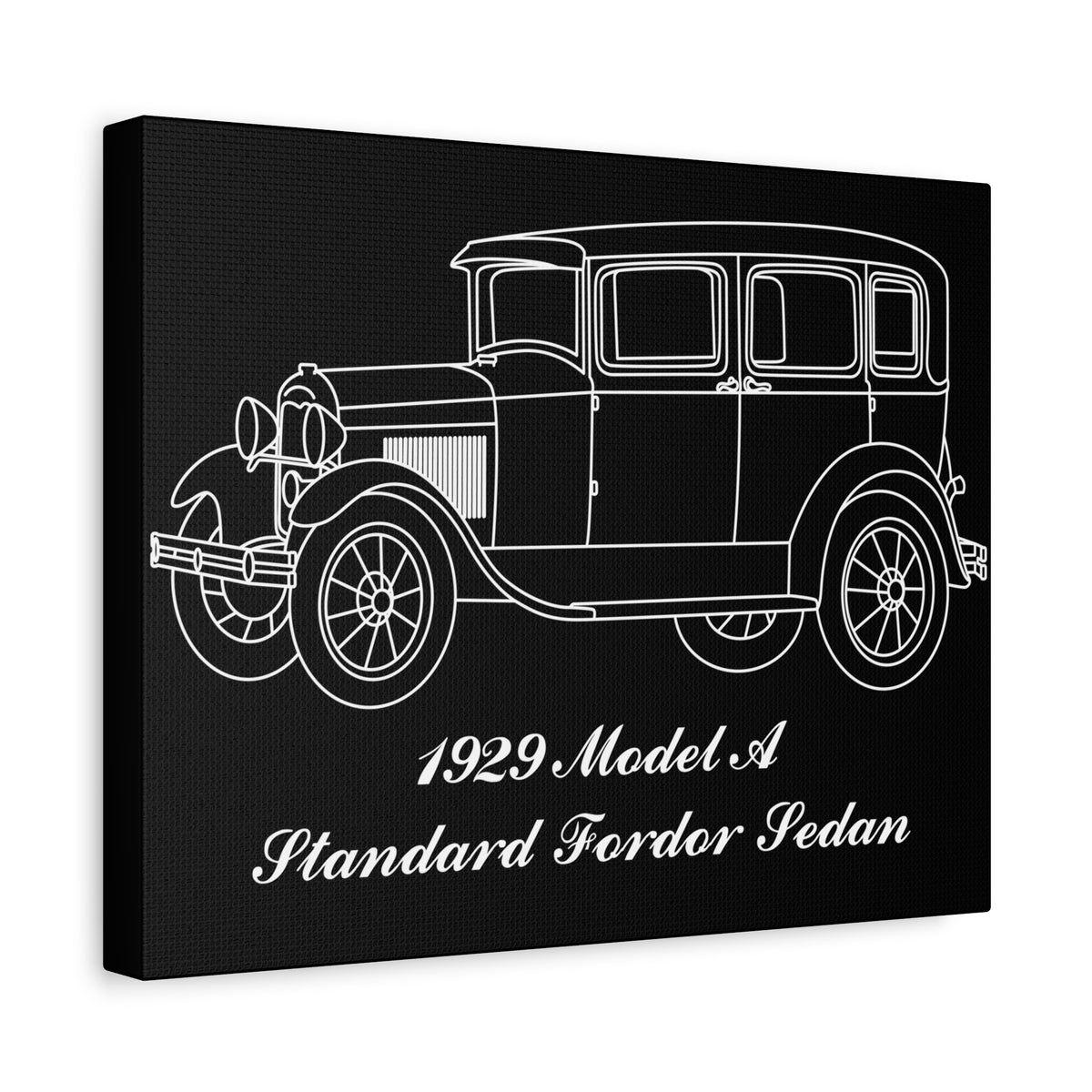1929 Standard Fordor Sedan (3-Window) Black Canvas Wall Art