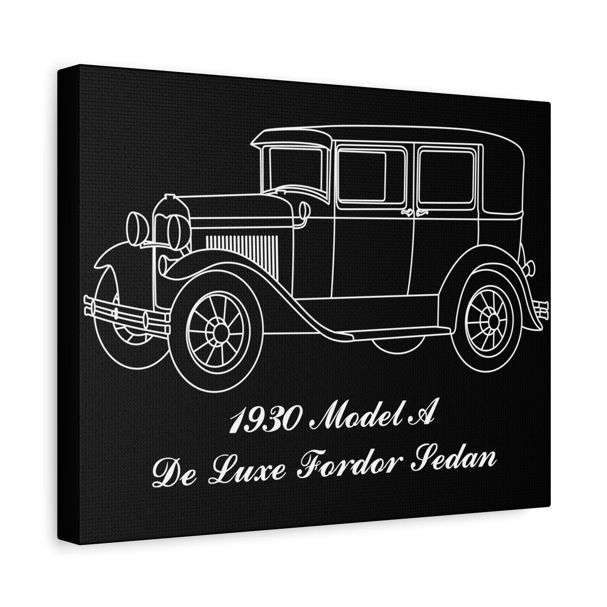1930 De Luxe Fordor Sedan Black Canvas Wall Art