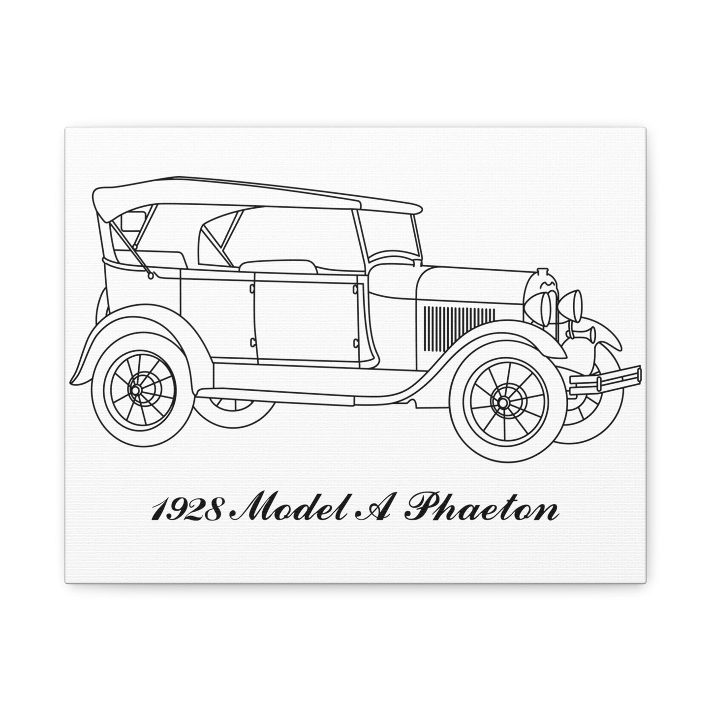 1928 Phaeton White Canvas Wall Art