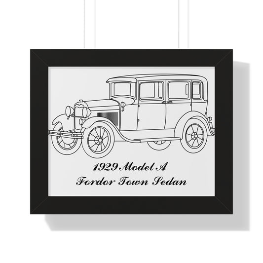 1929 Fordor Town Sedan Framed Drawing