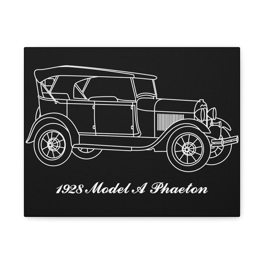 1928 Phaeton Black Canvas Wall Art