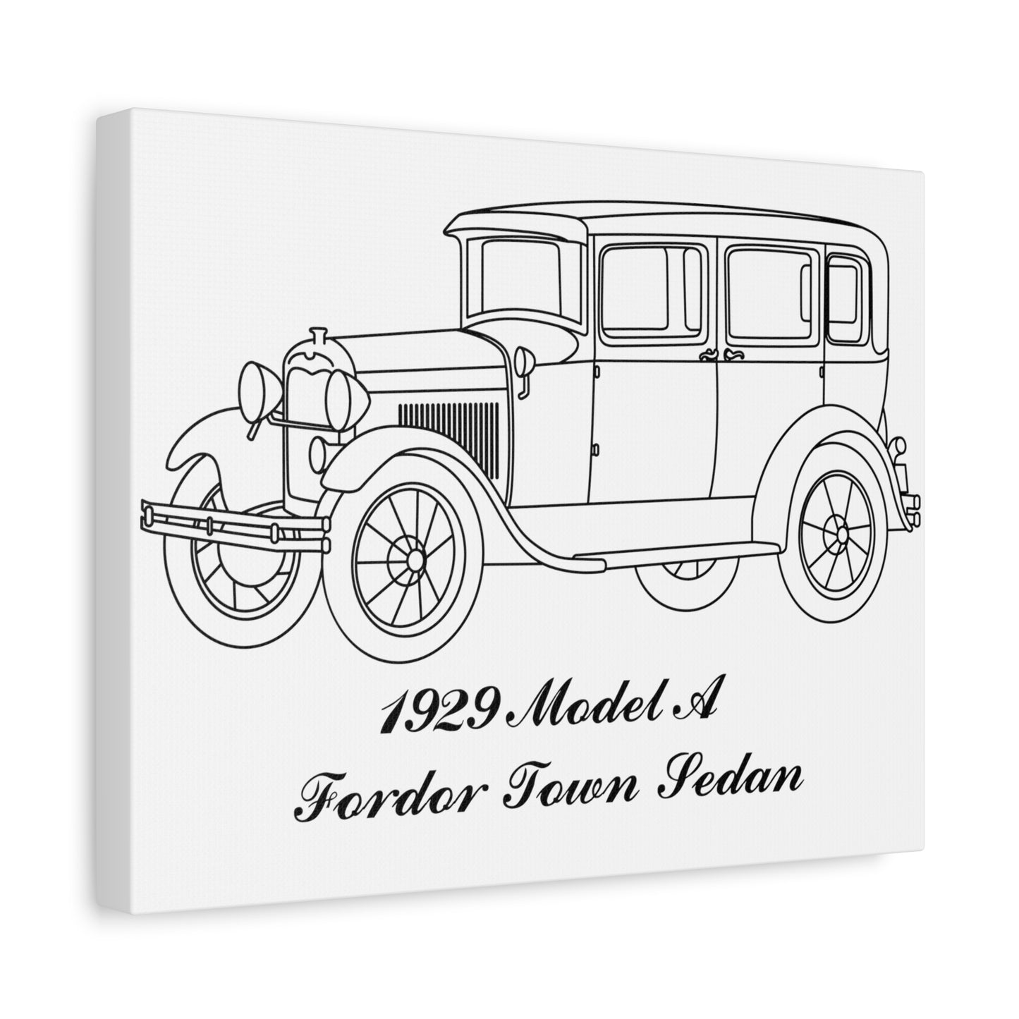 1929 Fordor Town Sedan White Canvas Wall Art