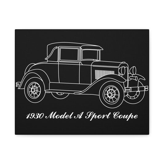 1930 Sport Coupe Black Canvas Wall Art