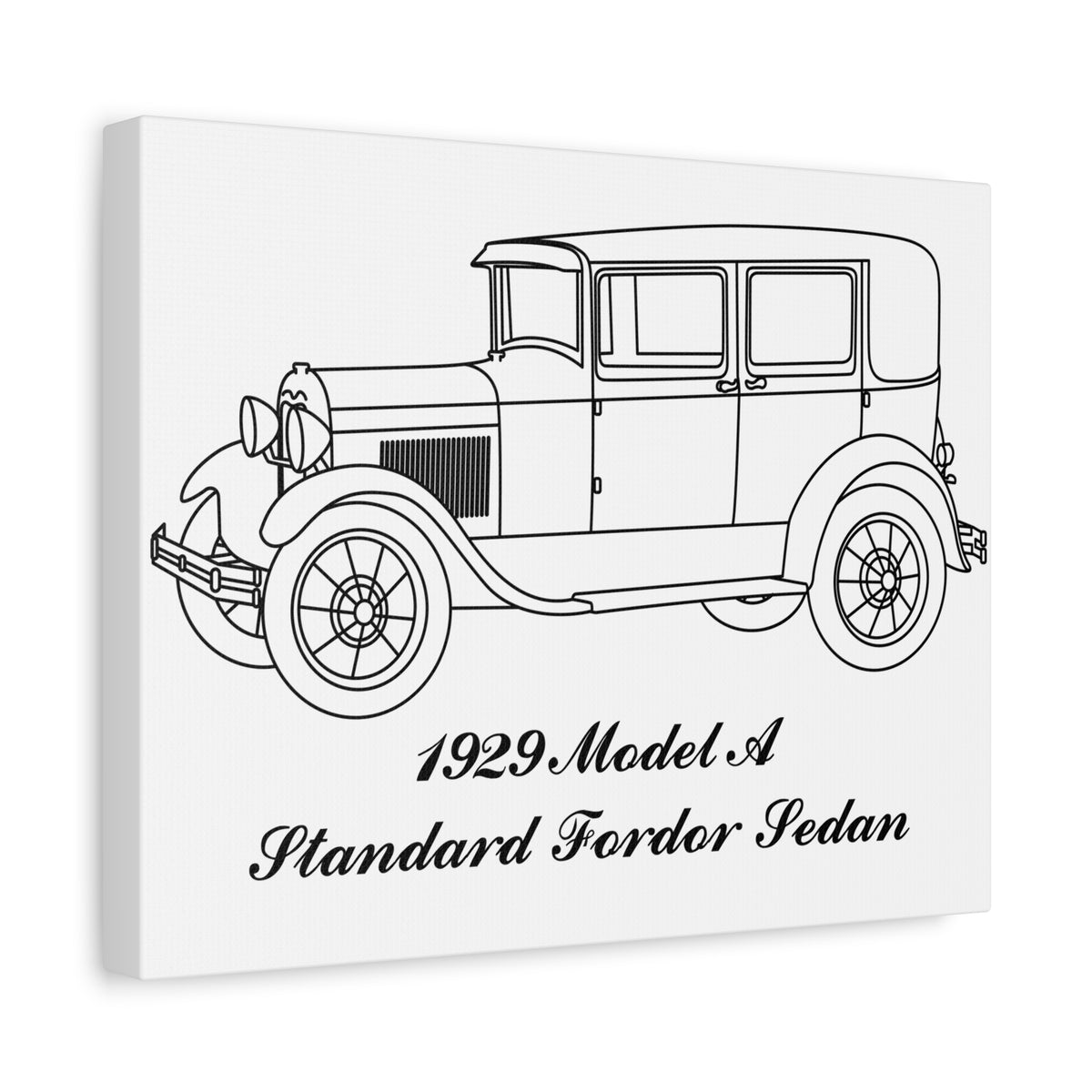 1929 Standard Fordor Sedan (2-Window) White Canvas Wall Art