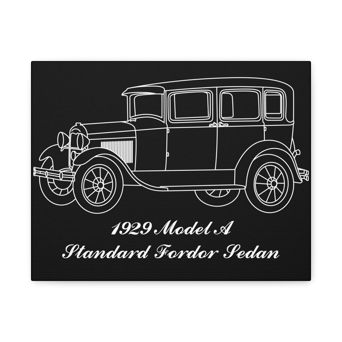 1929 Standard Fordor Sedan (3-Window) Black Canvas Wall Art