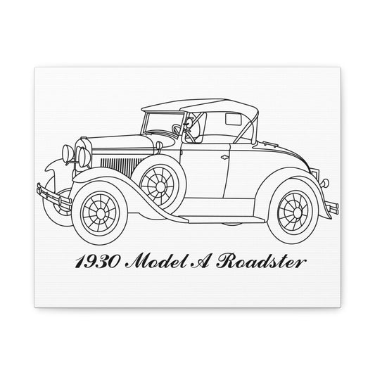 1930 Roadster White Canvas Wall Art