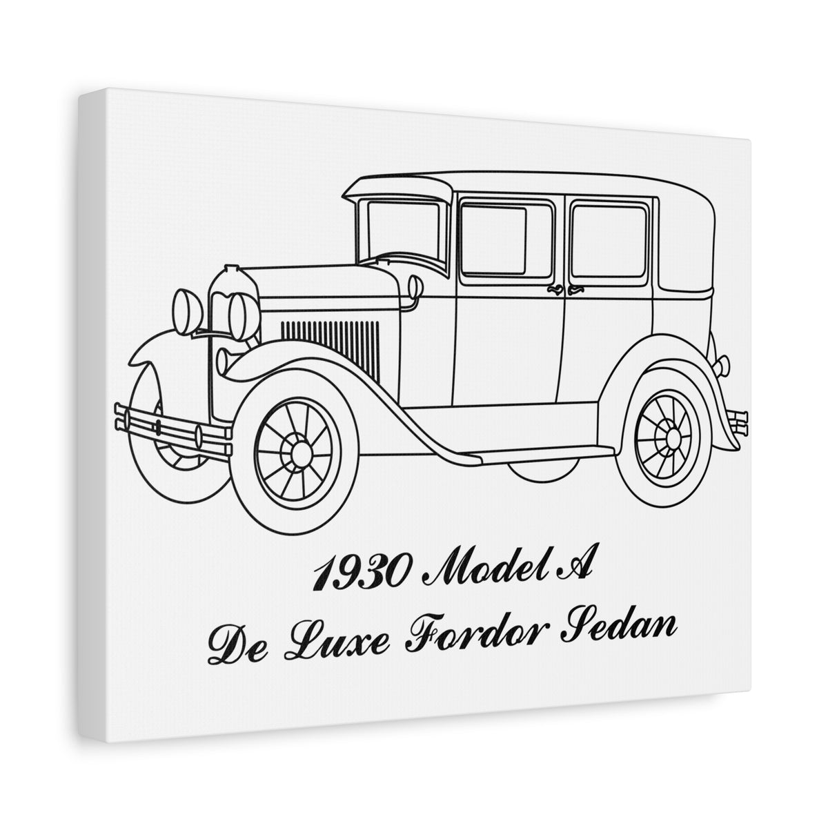 1930 De Luxe Fordor Sedan White Canvas Wall Art