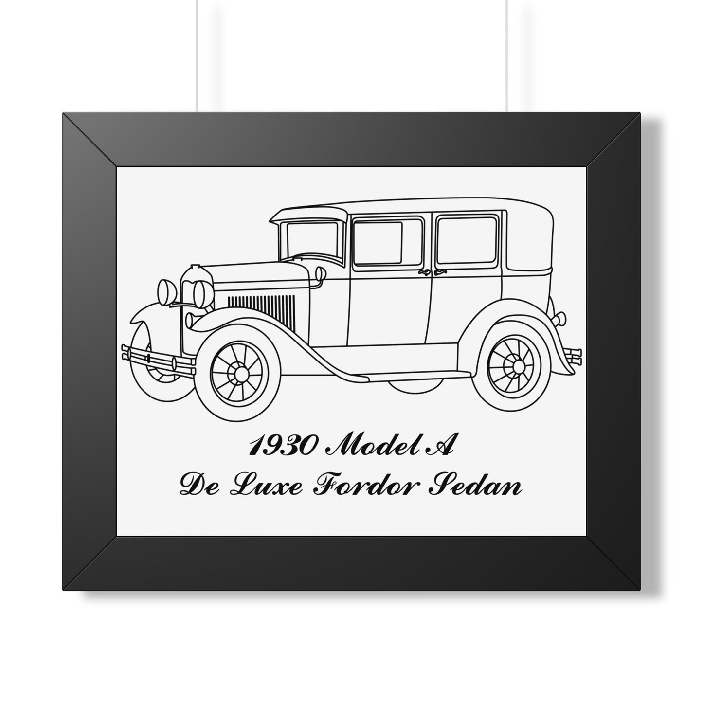 1930 De Luxe Fordor Sedan Framed Drawing