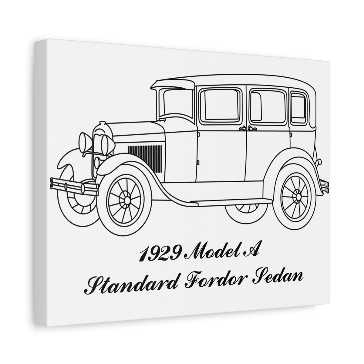 1929 Standard Fordor Sedan (3-Window) White Canvas Wall Art