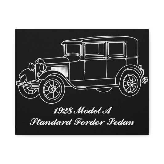 1928 Standard Fordor Sedan Black Canvas Wall Art