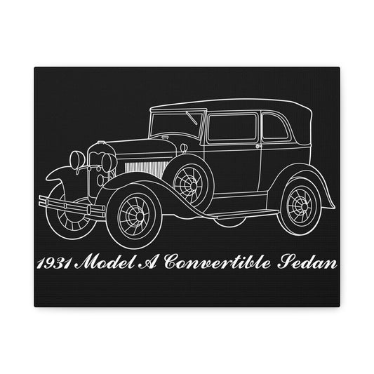 1931 Convertible Sedan Black Canvas Wall Art