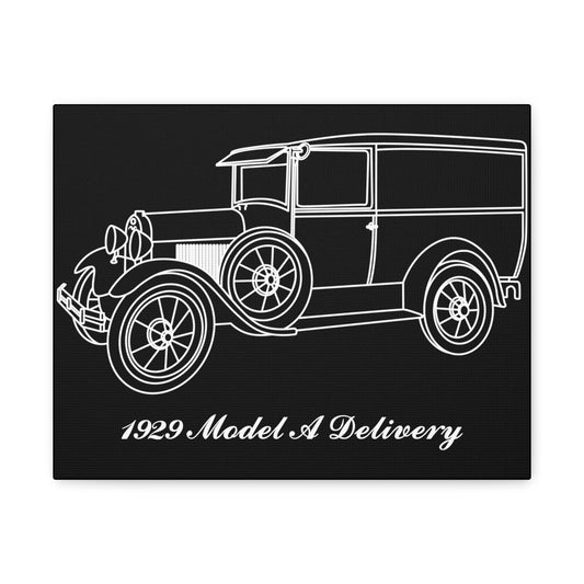 1929 Delivery Black Canvas Wall Art