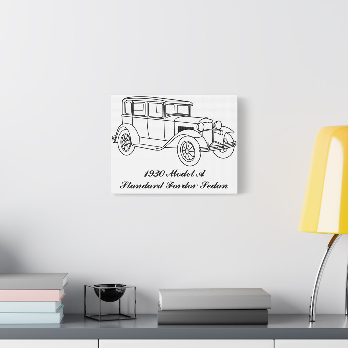 1930 Standard Fordor Sedan White Canvas Wall Art