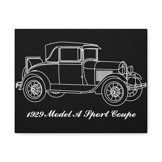 1929 Sport Coupe Black Canvas Wall Art