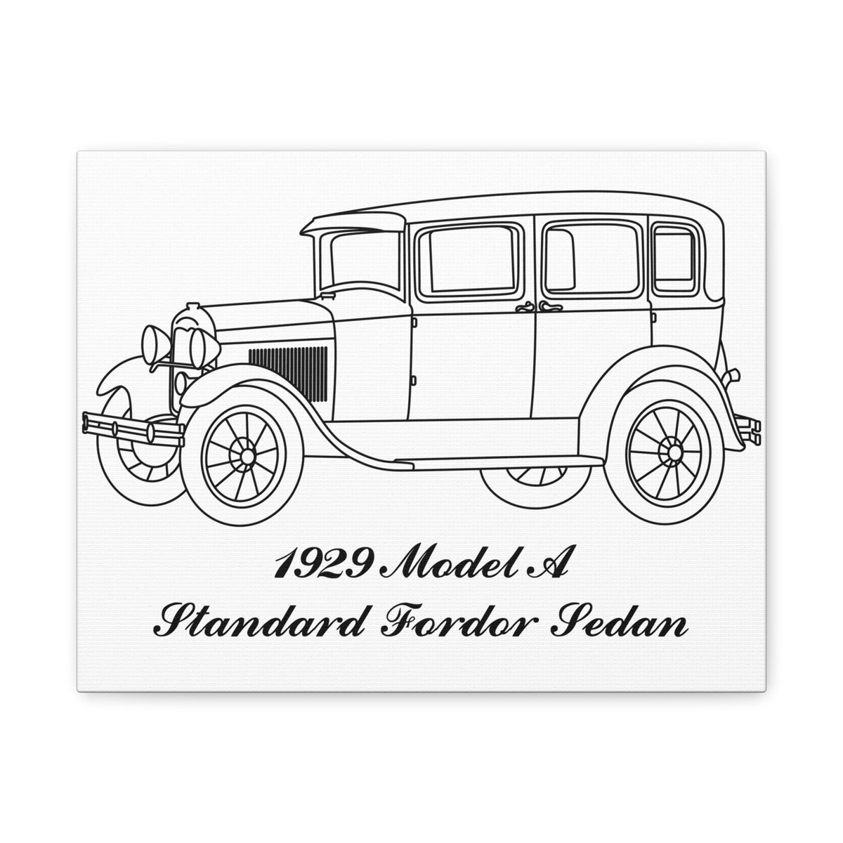 1929 Standard Fordor Sedan (3-Window) White Canvas Wall Art