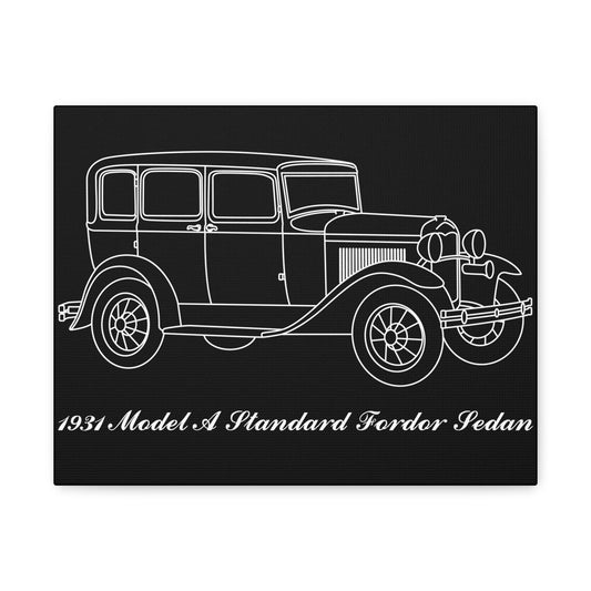 1931 Standard Fordor Sedan Black Canvas Wall Art