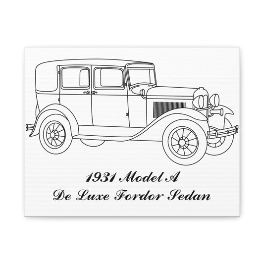 1931 De luxe Fordor Sedan White Canvas Wall Art