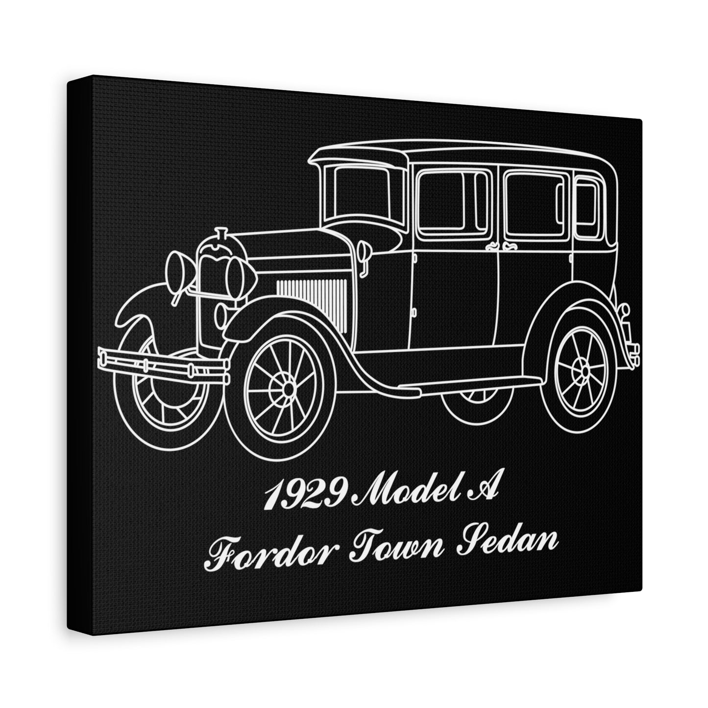 1929 Fordor Town Sedan Black Canvas Wall Art