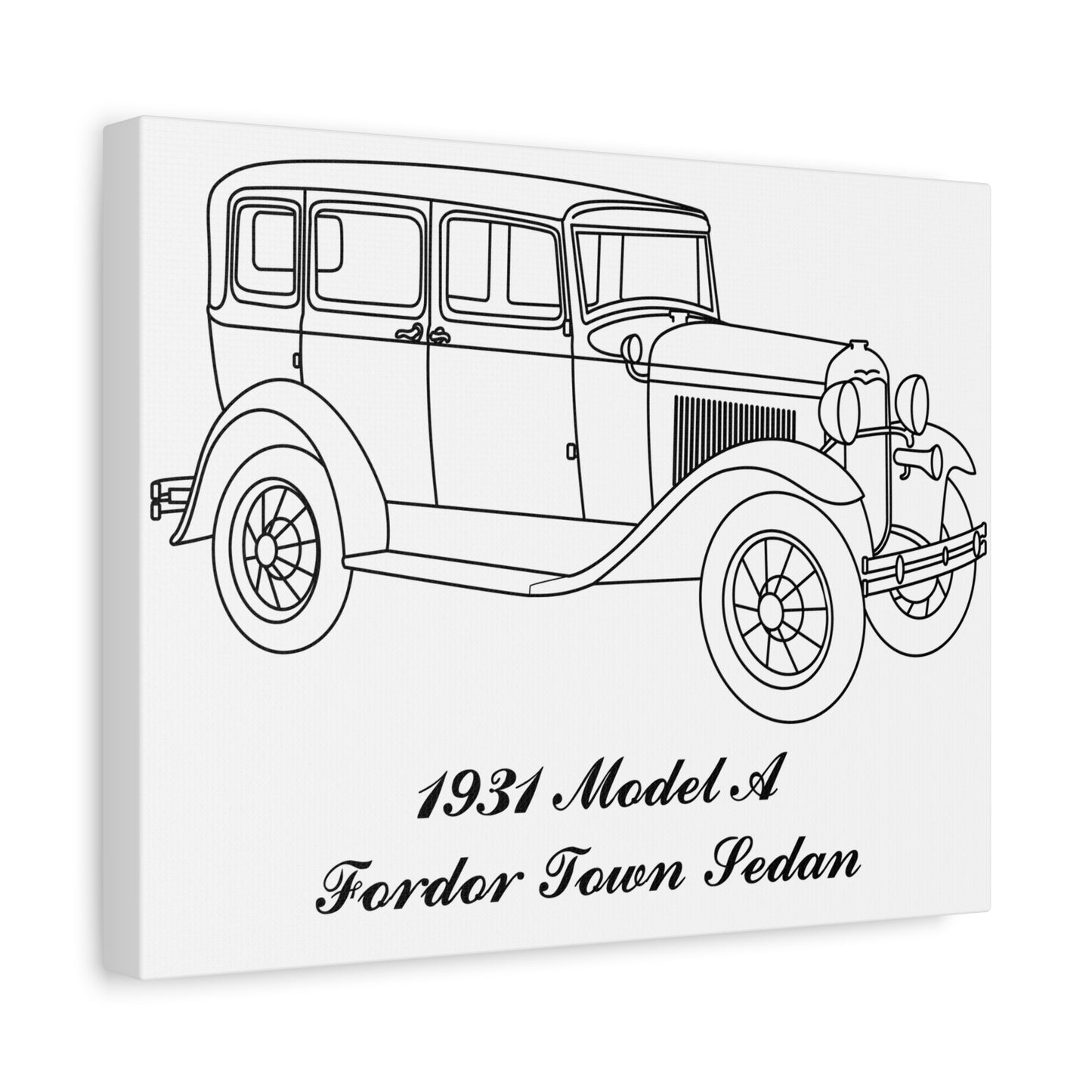 1931 Fordor Town Sedan White Canvas Wall Art