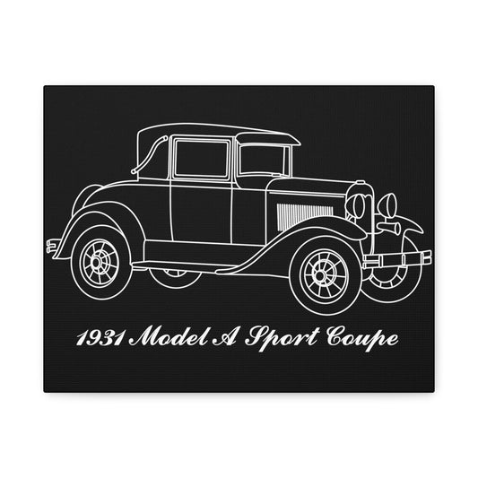 1931 Sport Coupe Black Canvas Wall Art