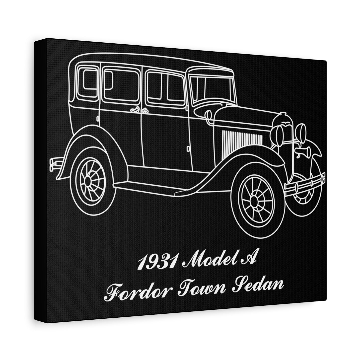 1931 Fordor Town Sedan Black Canvas Wall Art