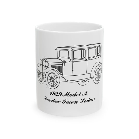 1929 Fordor Town Sedan White Mug