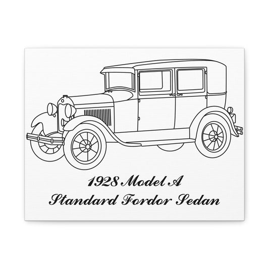 1928 Standard Fordor Sedan White Canvas Wall Art