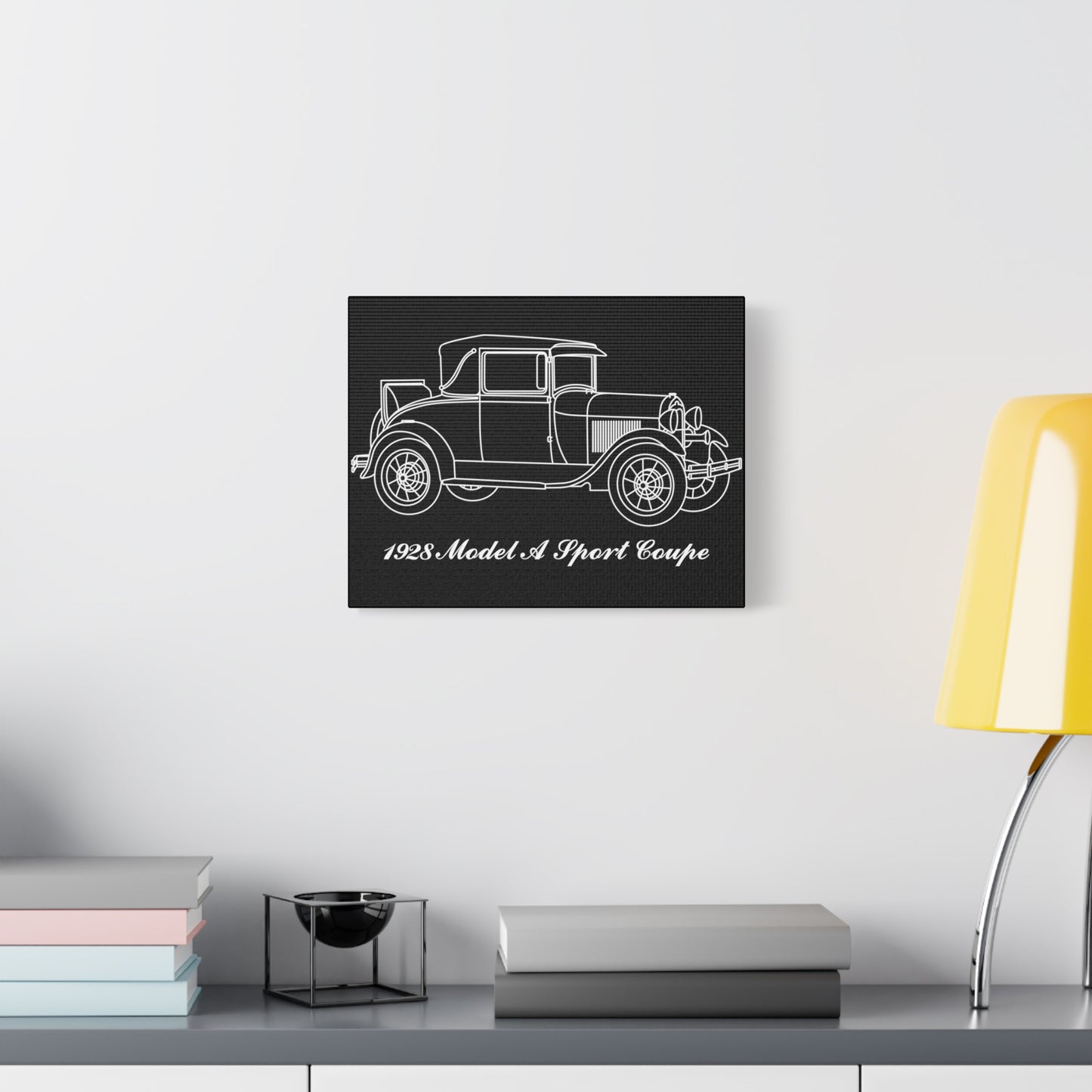 1928 Sport Coupe Black Canvas Wall Art