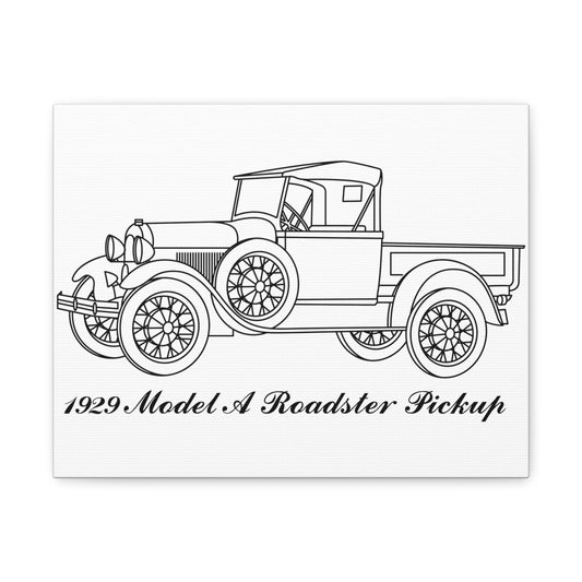 1929 Roadster Pickup White Canvas Wall Art