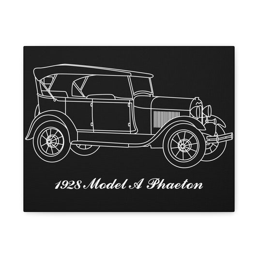 1928 Phaeton Black Canvas Wall Art