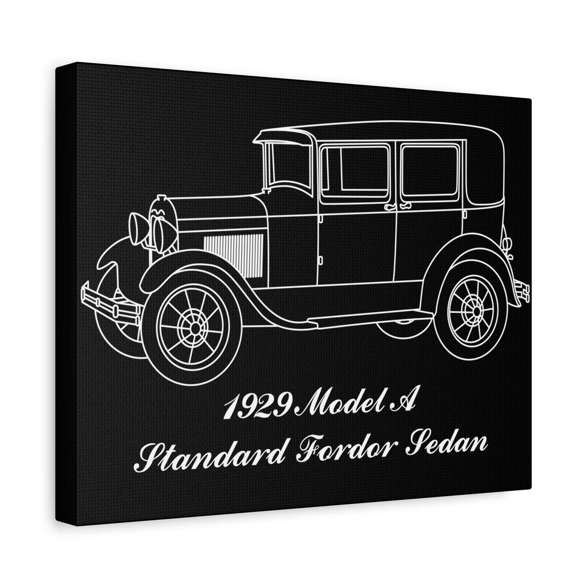 1929 Standard Fordor Sedan (2-Window) Black Canvas Wall Art
