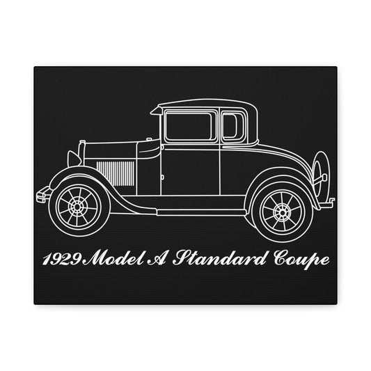 1929 Standard Coupe Black Canvas Wall Art