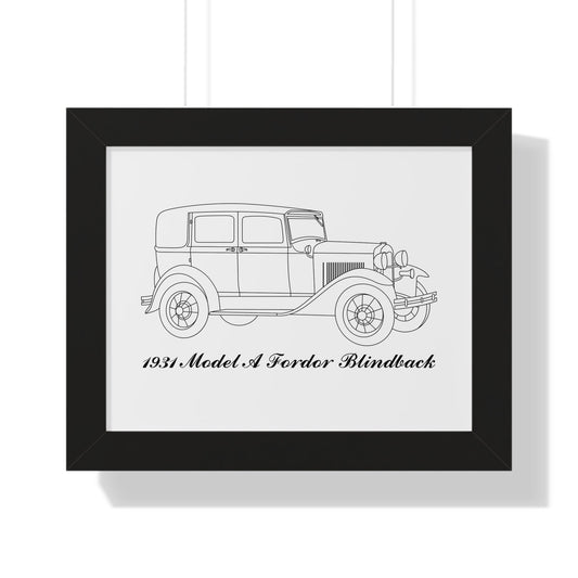 1931 Fordor Town Sedan Blindback Framed Drawing