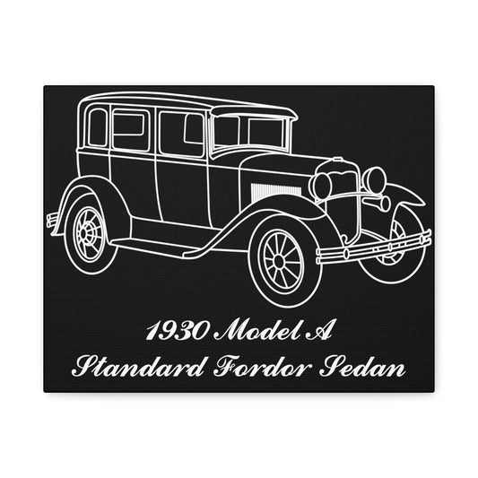 1930 Standard Fordor Sedan Black Canvas Wall Art