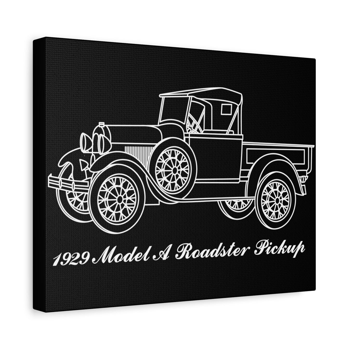 1929 Roadster Pickup Black Canvas Wall Art