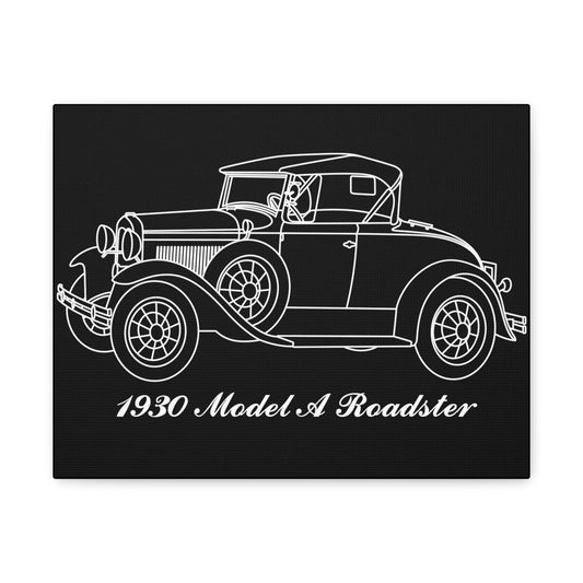 1930 Roadster Black Canvas Wall Art