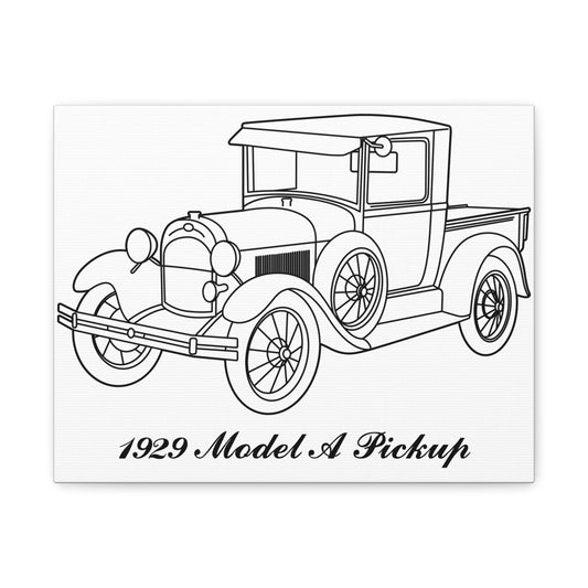 1929 Pickup White Canvas Wall Art