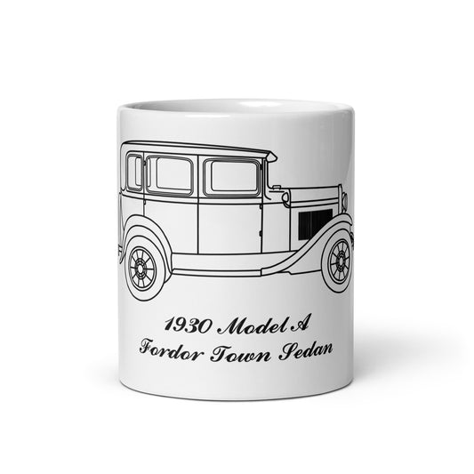 1930 Fordor Town Sedan White Mug